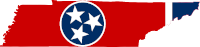 Custom logo showing the tennessee 3 star icon embedded in a tennesse state shape using the tennessee state flag colors