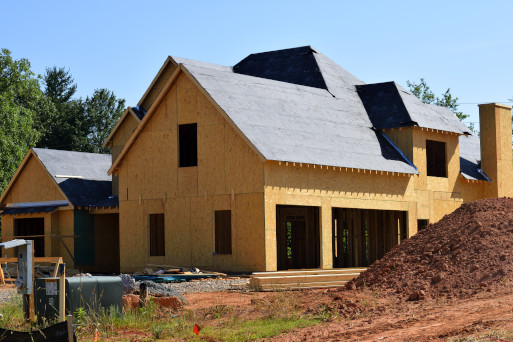 Partally constructed home representing new residential real estate construction in Tennessee